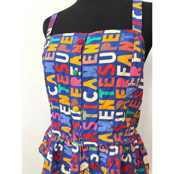 FARM Rio x Antropologie Fantastic Peplum Tank Top Medium Colorful Letter Print - Picture 6 of 7